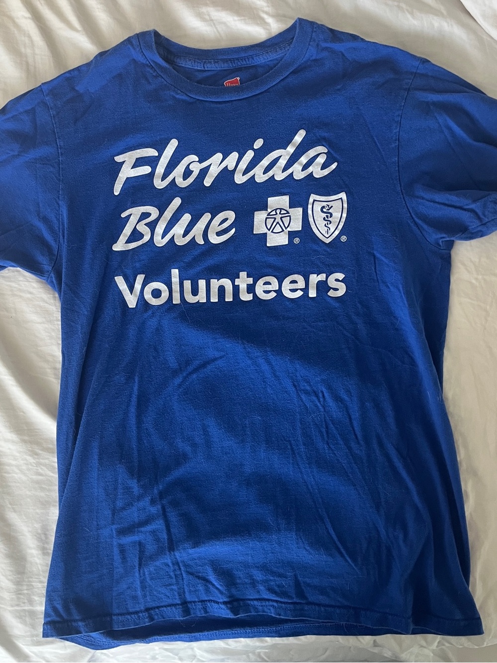 Hanes Blue T-Shirt with White Florida Blue Volunteers Logo